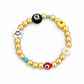 Assorted Beads Gold Ball Bracelet