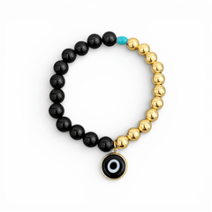 Black Evil Eye Gold Ball Bracelet
