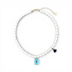 Blue Square Pearl Necklace