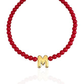 Bubble Initial Red Beaded Necklace