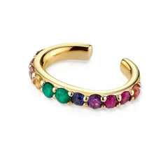 Colorful Cz Ear Cuff Gold