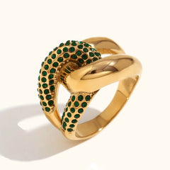 Cz Crossover Chunky Ring