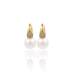 Cz Pearl Hoop Earrings