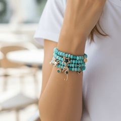 CZ Star Turquoise Beaded Bracelet