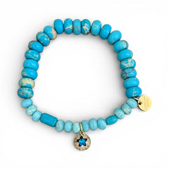CZ Star Turquoise Beaded Bracelet