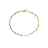 CZ Tennis Paper Clip Bracelet