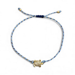 CZ Tiny Sea Turtle Braided Bracelet