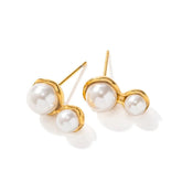 Double Pearl Stud Earrings
