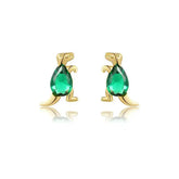 Emerald Dinosaur Stud Earrings