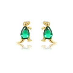 Emerald Dinosaur Stud Earrings