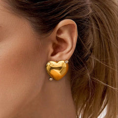 Gold Cz Heart Earrings