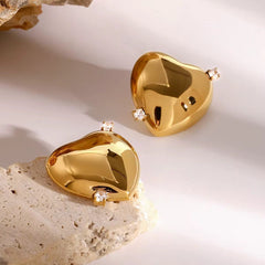 Gold Cz Heart Earrings