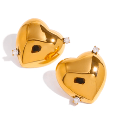 Gold Cz Heart Earrings