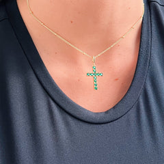 Green Cz Cross Necklace