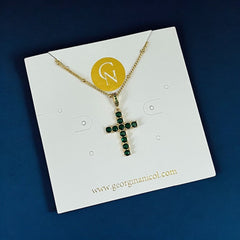 Green Cz Cross Necklace
