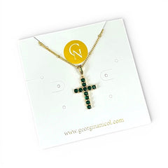 Green Cz Cross Necklace