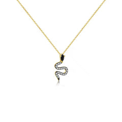 I Am Guided by Strength and Protection — CZ Black Snake Necklace