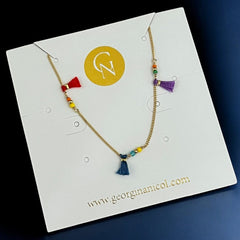 I Attract Joy Everywhere I Go — Multicolor Tassel Necklace