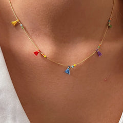 I Attract Joy Everywhere I Go — Multicolor Tassel Necklace