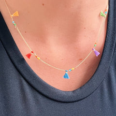 I Attract Joy Everywhere I Go — Multicolor Tassel Necklace