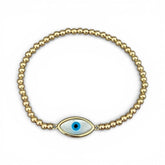 I Welcome Protection and Elegance — Mother of Pearl Evil Eye Bracelet
