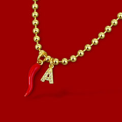Lucky Cornicello Initial Necklace