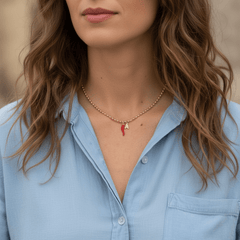 Lucky Cornicello Initial Necklace