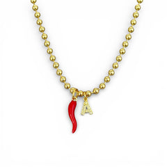 Lucky Cornicello Initial Necklace
