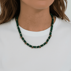 Malachite & Ruby Beaded Necklace