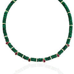 Malachite & Ruby Beaded Necklace