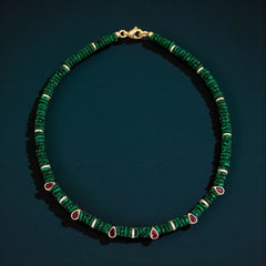 Malachite & Ruby Beaded Necklace