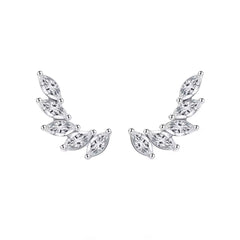Marquise CZ Leaf Climber Earrings