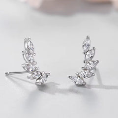 Marquise CZ Leaf Climber Earrings