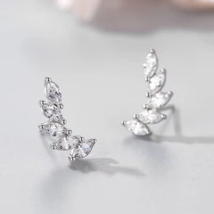 Marquise CZ Leaf Climber Earrings