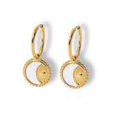 Mother of Pearl Sun Hoop Earrings