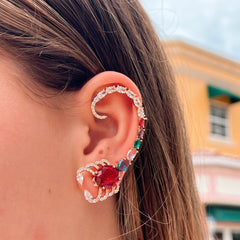 Multicolor Cz Scorpion Ear Climber