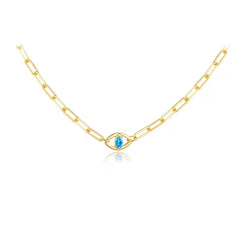 My Path Is Always Protected — CZ Tiny Eye Paper Clip Necklace