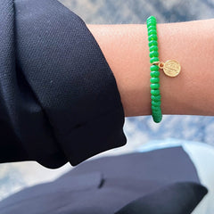 My Spirit Is Protected and Guided — Saint Benedict Green Beaded Bracelet