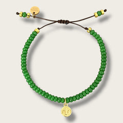 My Spirit Is Protected and Guided — Saint Benedict Green Beaded Bracelet