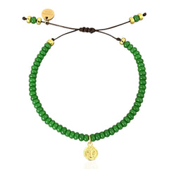 My Spirit Is Protected and Guided — Saint Benedict Green Beaded Bracelet