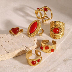Passion & Power – Vintage Red Gemstone Adjustable Ring