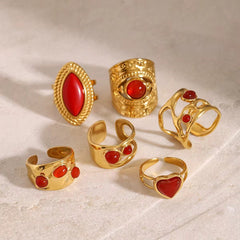Passion & Power – Vintage Red Gemstone Adjustable Ring