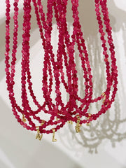 Ruby Beaded Initial Necklace