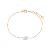 Purity, Wisdom & Inner Strength 14k Solid Gold Single Pearl Bracelet