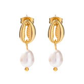 Seashell Pearl Earrings
