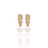 Small Cz Pearl Hoop Earrings