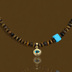 Tiger’s Eye Evil Eye Necklace