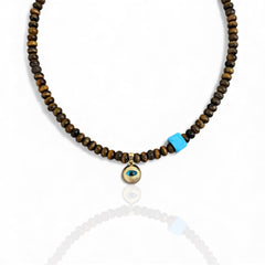 Tiger’s Eye Evil Eye Necklace