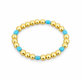 Turquoise Bead Gold Ball Bracelet