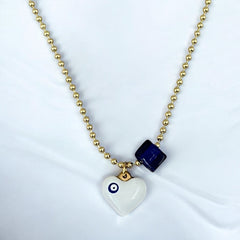 White Enamel Heart Necklace